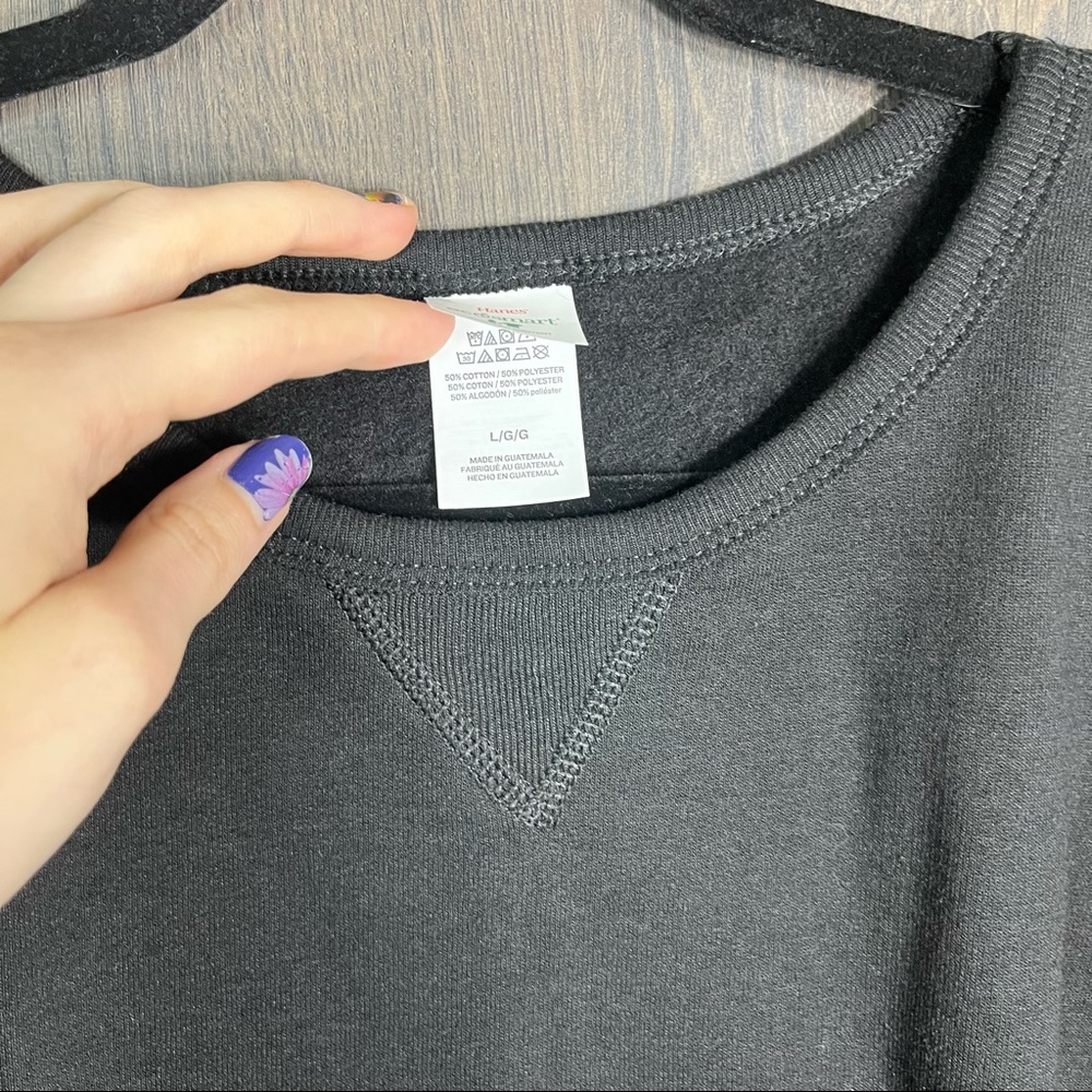 3/$30nwot Hanes Ecosmart Black Crew Neck Sweater Size Large View 6